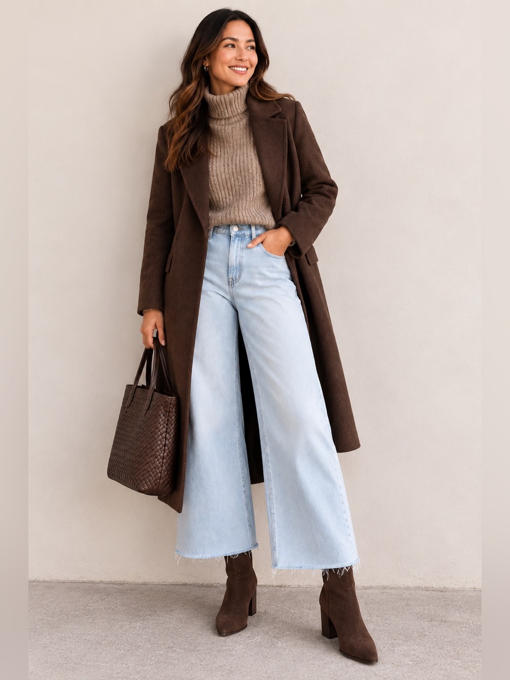 OAT New York Wide Leg Crop Jeans 4/27 Light Wash High Rise Raw Hem